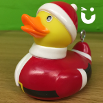 hook a duck in a santa costume