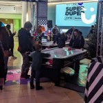 Air Hockey set up in a shopping centre event over half term