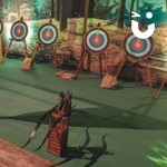 Soft Target Archery set up and ready to be enjoyed at an exhibition event in London Excel, guests will be able to pick up there bow and arrows, take aim and shoot