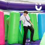 School boy on the Assault Course Pillars Bish Bash 