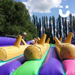 The Assault Course Balance Run Hire all ready to go during a family fun day
