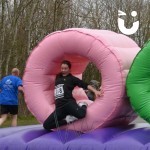 women falling out of the Assault Course Tunnels