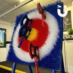 Axe Throwing Hire 7 set up in an office communal kitchen