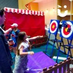 Axe Throwing Set up Hire at an indoor office family party