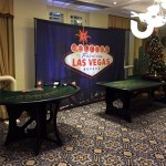 The Las Vegas Backdrop Hire on display along side our Blackjack and Roulette Table Hires