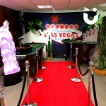 The Las Vegas Backdrop Hire red carpet makes for a great runway into our Roulette and BlackJack Tables