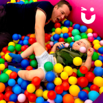 Father and son playing in our Ball Pool Hire