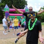 Adult Castle 1at a corporate fun day for a young company with our fun experts posing for the camera
