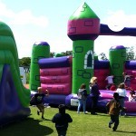 lots of children by the on the bouncy castle hire