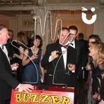 Guests at a corporate events evening with the Hand Buzz wire Hire