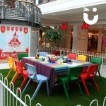 The Christmas craft shop setup inside a shopping centre