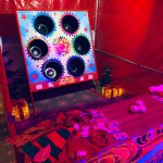 Snowball in a Bucket Side Stall set up with Christmas novelty prizes