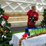 Southhampton footballer concentrating on the Christmas Tree Buzz Wire