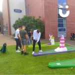 Crazy Golf at a University welcome week being used by new students