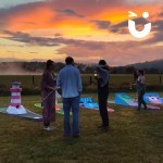 Crazy Golf at an evening time Corporate Party being enjoyed with champagne