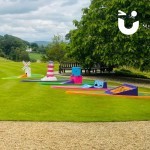 Crazy Golf on a Lawn ready for a summer drinks