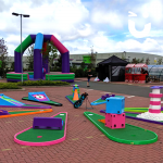 The crazy golf set up in a circle