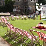 The Deckchair Hire in front of the Sumo Suit Hire