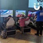 F1 Simulators set up at an community half term event