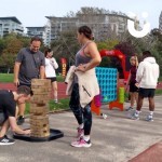 Giant Connect 4 at a corporate fun day along with a jenga