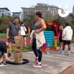 Giant Connect 4 at a corporate fun day along with a jenga
