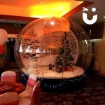 Christmas Giant Snow Globe Hire Set up ready for a corporate evening dinner