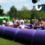 Human Table Football during filming for Blue Peter