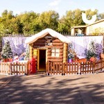 Inflatable Santa's Grotto in the cold sun