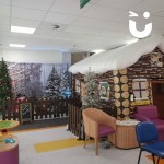 Inflatable Santa's Christmas Grotto inside and office space for staffs families