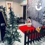 Magic Selfie Mirror set up indoors with Christmas Theming