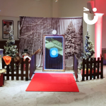 Magic Selfie Mirror set up indoors with Christmas Theming