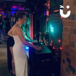 Party guests playing Pixel Play