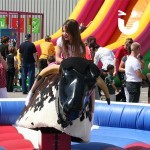 A young Girl riding on the Rodeo Bull Hire