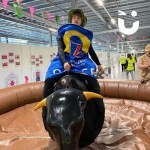Rodeo Bull Hire at a corporate promotional event with a man dressed up as a can of beer