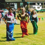3 women as cowboys and Indians on our Sack Race Hire 