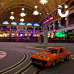 Orange muscle car on the Scalextric Hire