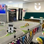 Scalextric Track Hire for a Corporate event set up and ready to begin