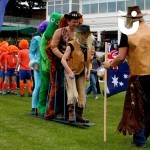 Guests dressed as Australians for the Ski Slalom Hire