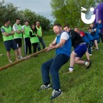 Teams competing on the tug of war