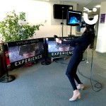A guest embraces the technology of Virtual Reality, an experience hired from Sunshine Events for an indoor corporate event.
