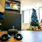 Christmas and Virtual Reality go hand in hand as the image showcases our VR Experience set up amidst a Chirstmas themed event