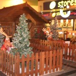 Santa's Wooden Grotto outside a restaraunt
