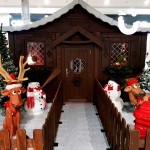Snowy indoor setting for the Santa's Wooden Grotto
