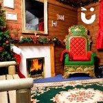 Wooden Facade in santas grotto with Fireplace