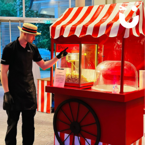 Candy Floss and Popcorn on the same Traditional Cart Hire