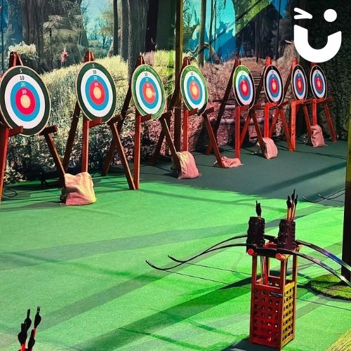 Soft Target Archery set up and ready to be enjoyed at an exhibition event in London Excel