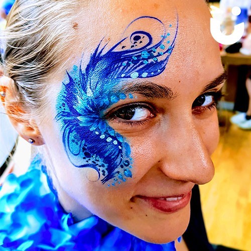 Blue Adult face painting Hire