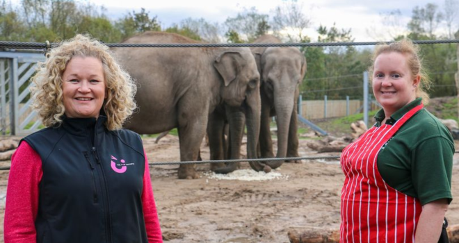 Director of Fun Sunny and large mammal keeper Lauren Shields stood beside the elephant enclosure at Blackpool Zoo