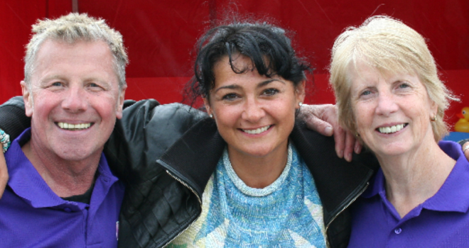 Fun Experts taking a photo with a member of the Emmerdale cast