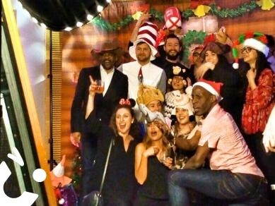 Christmas MAgic Selfie mirror being enjoyed by large group of party goers